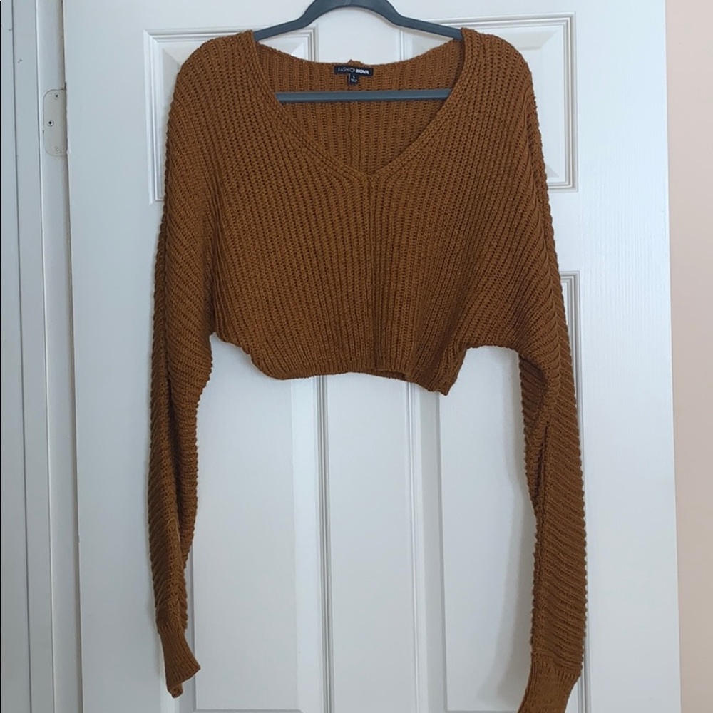 NWOT! FashionNova Knit Cropped Sweater Brown/Tan!